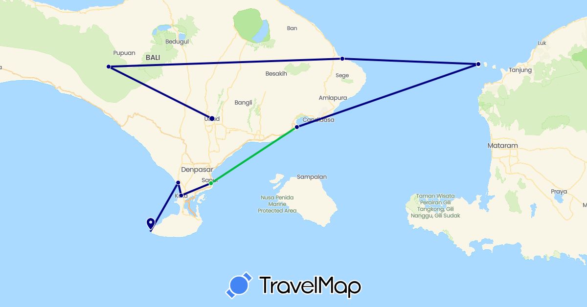TravelMap itinerary: driving, bus in Indonesia (Asia)
